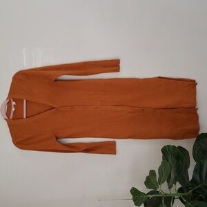 Moth Anthropologie mustard yellow button down ribbed sweater midi maxi dress Med